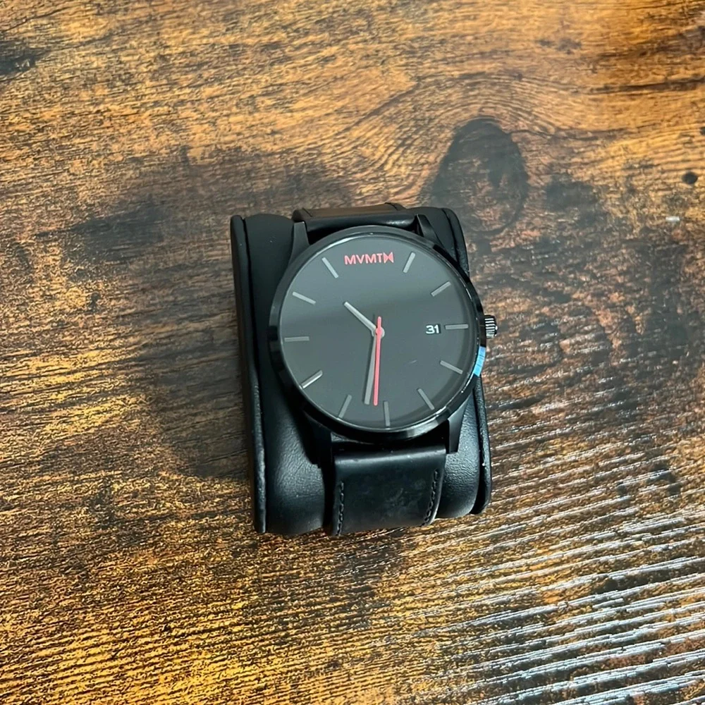MVMT Men's Black Watch with Red Accents